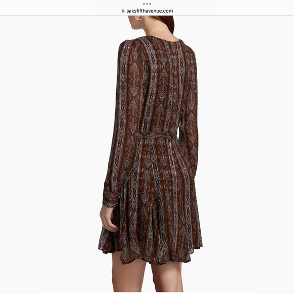 PAIGE Long Sleeve Patterned Dress - Brown and Cream - Picture 3 of 6